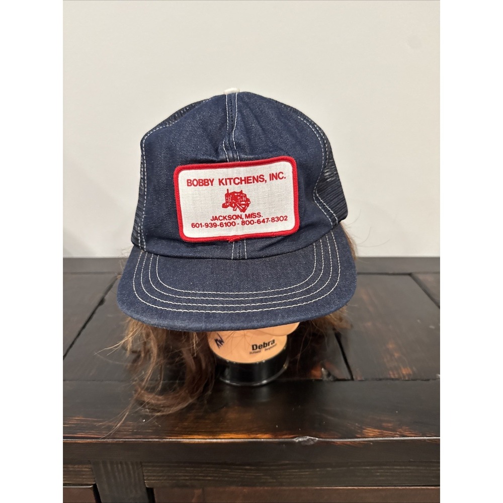 Vintage‎ Bobby Kitchens blue jean trucker hat